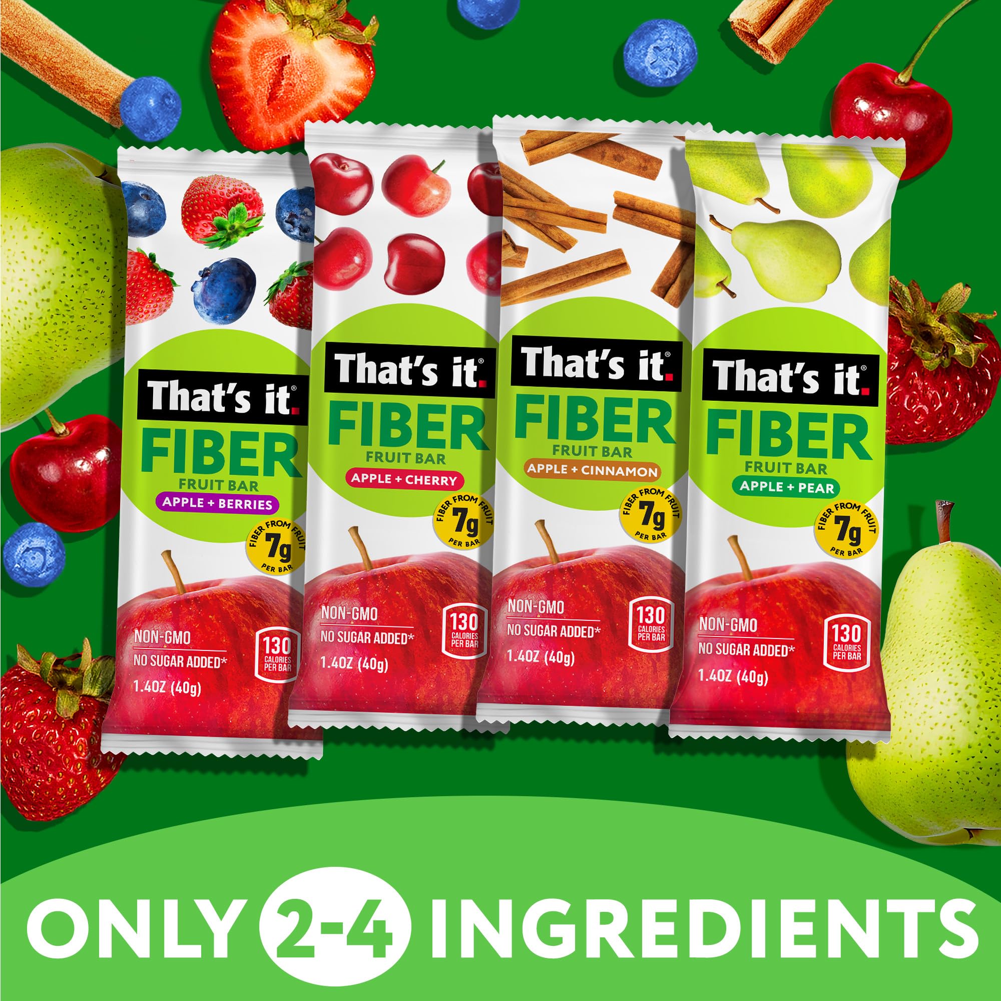 Fiber Fruit Bar Variety Pack - Berries, Cherry, Pear & Cinnamon (12 Bars) photo 4