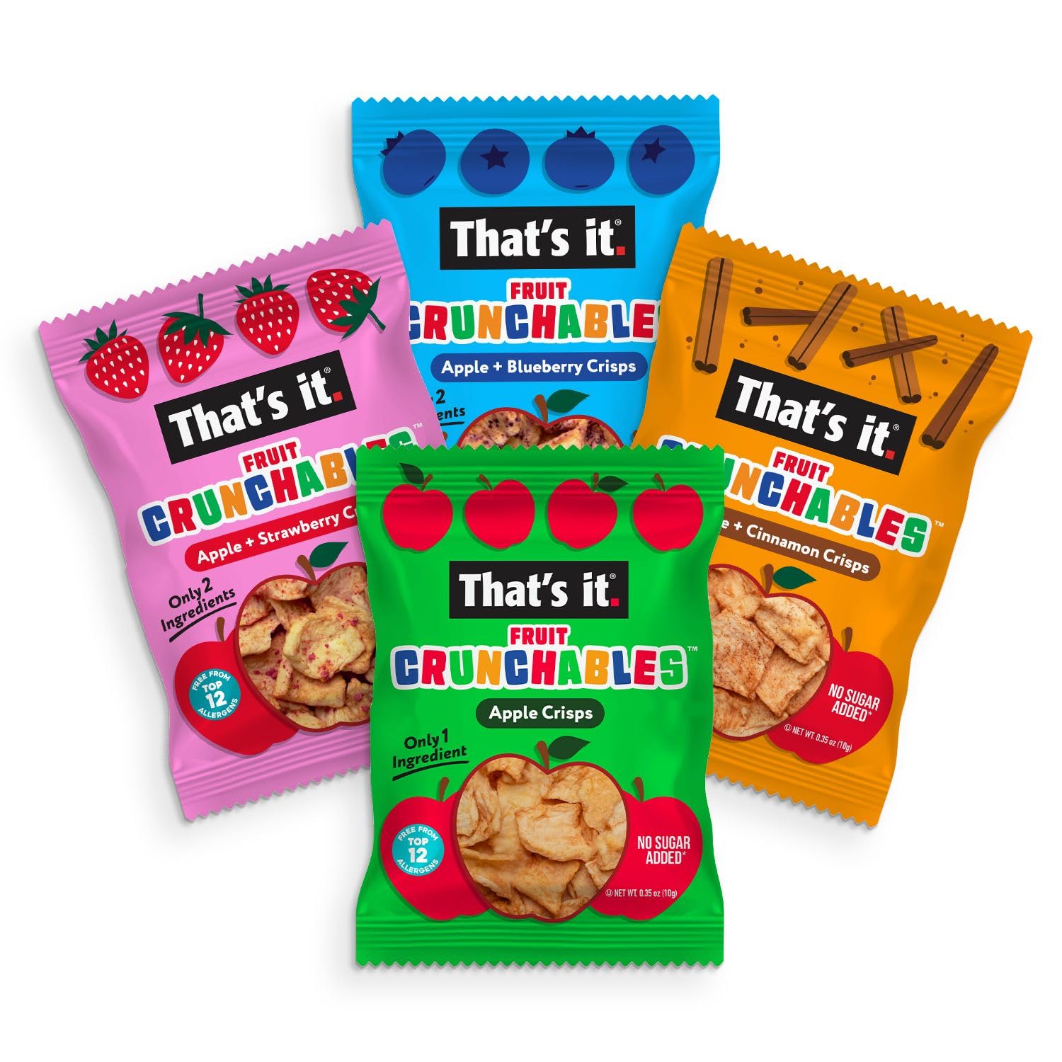 Fruit Crunchables Apple Crisps Variety Pack - Apple, Blueberry, Cinnamon & Strawberry (16 Packs) photo 3