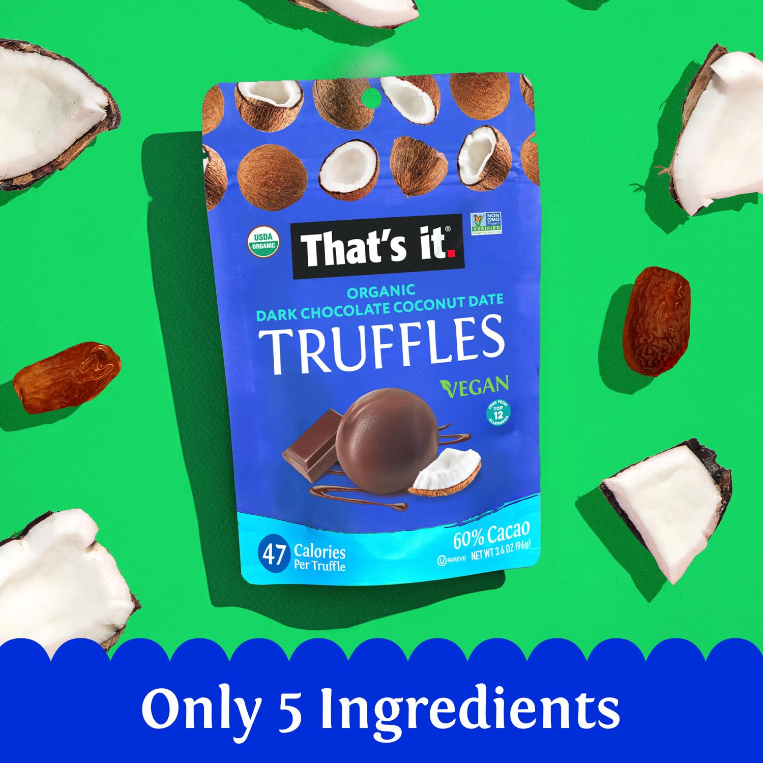 Organic Dark Chocolate Coconut Date Truffles (3 Packs) photo 5