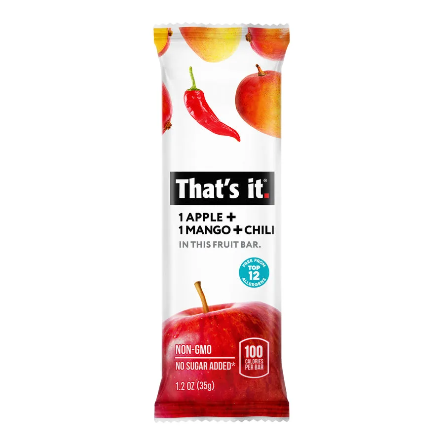 Apple + Mango & Chili Fruit Bars packaging