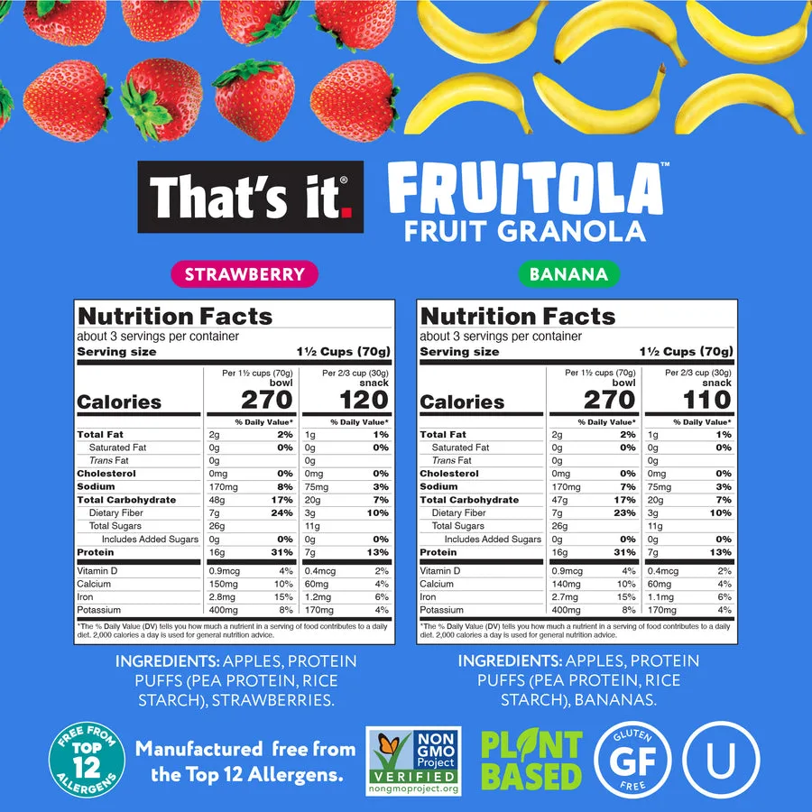 Fruitola Fruit Granola Variety Pack (4 Packs) - 7oz packaging