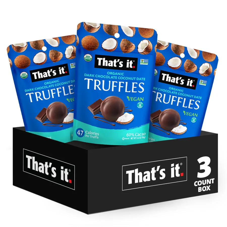 Organic Dark Chocolate Coconut Date Truffles (3 Packs)